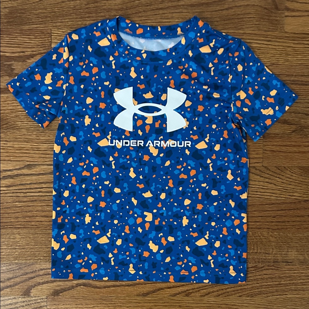 Under Armour Kids Speckled Blue and Orange Performance Tee